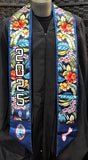 Guam Floral Seal Graduation 2025 Blue Trim Stoles